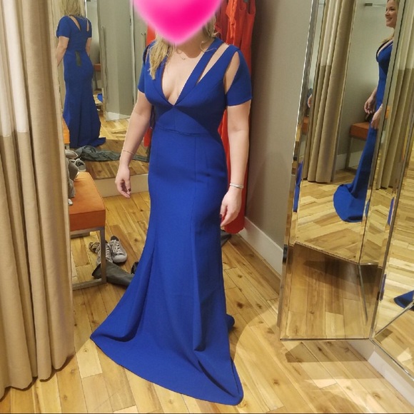 *NWT* BCBGMAXAZRIA Estrella Blue Gown w/ Cutouts - Picture 7 of 7